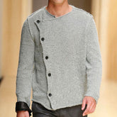 European And American Style Oblique Placket Thick Needle Sweater